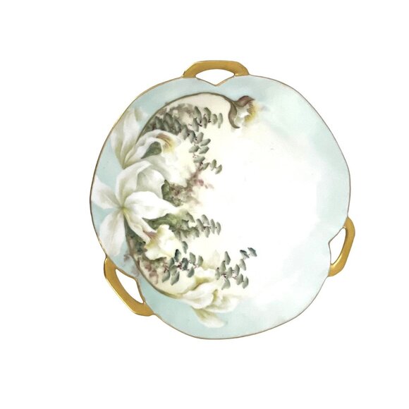 Tillowitz Hand-Painted Floral Porcelain Plate With Gold Handles - Picture 2 of 6